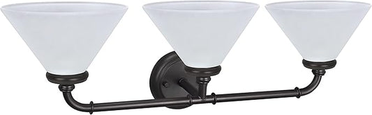 Aspen Creative 62147, Three Metal Bathroom Light Fixture, 6-1/2" Wide, Transitional Design in Oil Rubbed Bronze with Frosted Glass Shade Vanity Wall