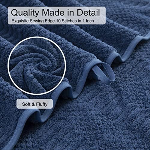 8 Pcs Navy Oversized Bath Towel Set-2 Extra Large Bath Sheets,2 Hand Towels,4 Washcloths Soft Bathroom Towels Highly Absorbent Quick Dry Beach Chair Towels Woven Towels for Hotel and Spa
