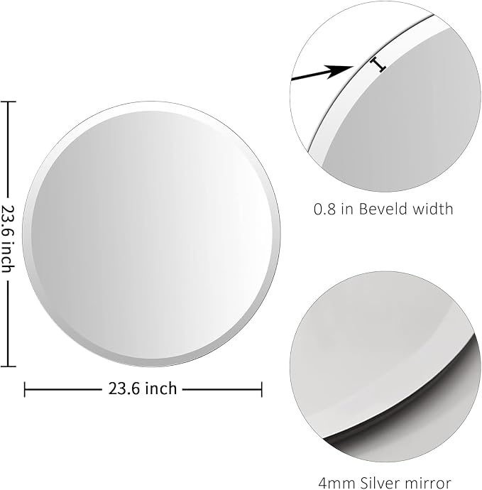 24x24 Inch Bathroom Mirrors for Over Sink, Frameless Mirrors for Wall | Beveled Bathroom Mirror, Bathroom Vanity Mirror for Bedroom Living Room Entryway Home Decor