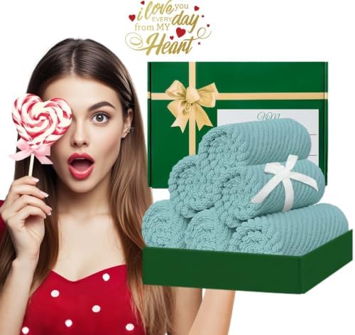 VOOVA & MOVAS Wash Cloths 6PC, 100% Cotton, 13x13 in, Aqua Teal
