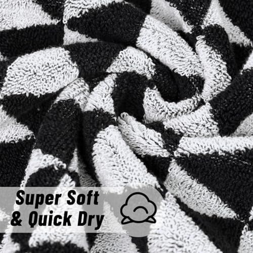 Jacquotha Black Hand Towels for Bathroom & Kitchen (Geometric Triangle)