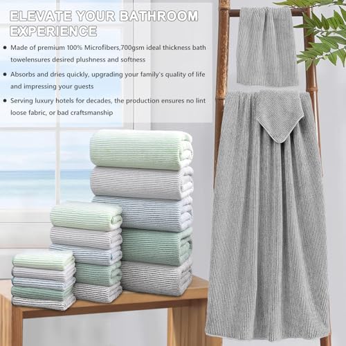 4 Piece Bath Towel Set 35"x70"Oversized Bath Towel for Bathroom Ultra Soft Fluffy Extra Large Bath Sheet Luxury Premium Bathroom Towel Highly Absorbent Quick Dry Shower Towel for Hotel Spa,Grey