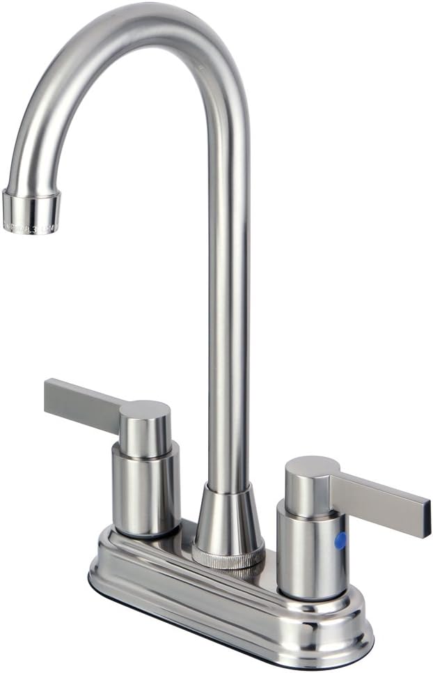 Kingston Brass KB8498NDL NuvoFusion Two-Handle 2-Hole Deck Mount Bar Faucet in Brushed Nickel