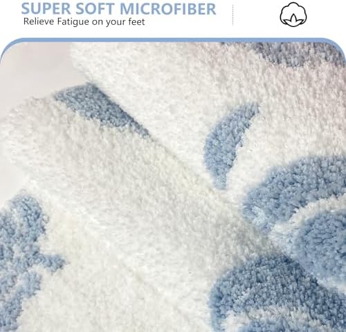 APROPHIC Blue Pumpkin Bath Mats, Fall Bathroom Decor, Non-Slip Microfiber Bath Rugs, Autumn Thanksgving Bathroom Rug for Shower, Tub, Sink, Decor, Machine Washable, 17x24 inch