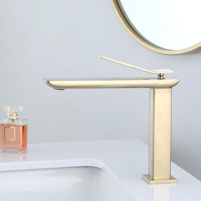 Faucet Brass Bathroom Basin Faucet Cold and Hot Water Mixer Sink Deck Mounted Black/White Tap White Short (Brushed Gold S 1) Faucet