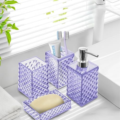 Bathroom Accessory Set, 4 PCS Light Purple Bathroom Accessories Set
