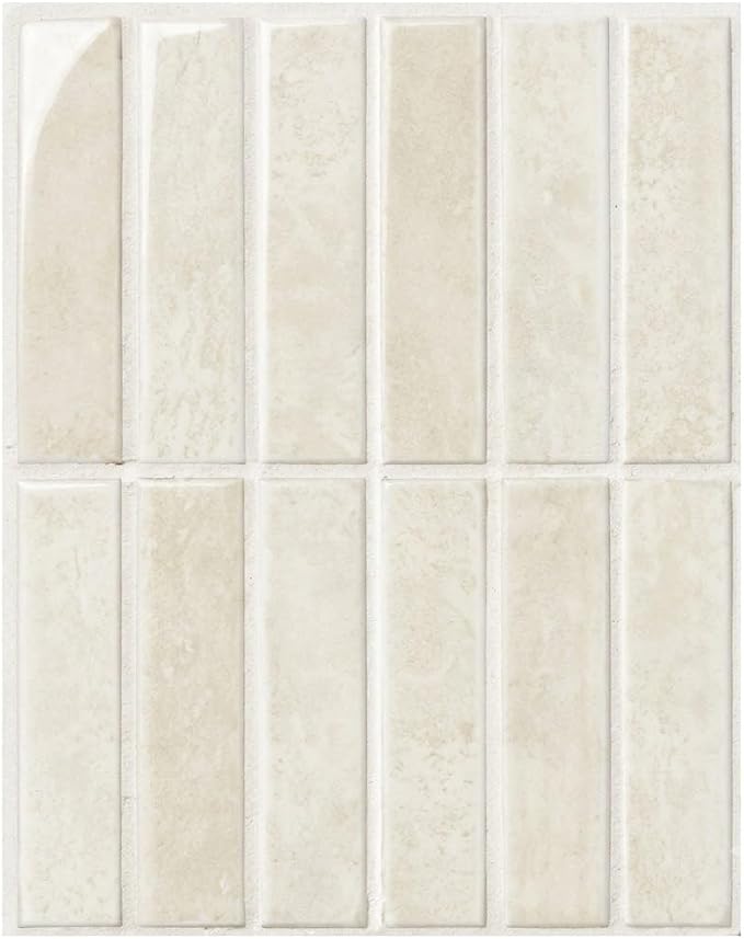 10-Sheet Peel and Stick Backsplash White Stick on Tile, Thick Self-Adhesive Wall Panels for Bathroom Vanity, Coffee Bar & Accent Walls (Beige)