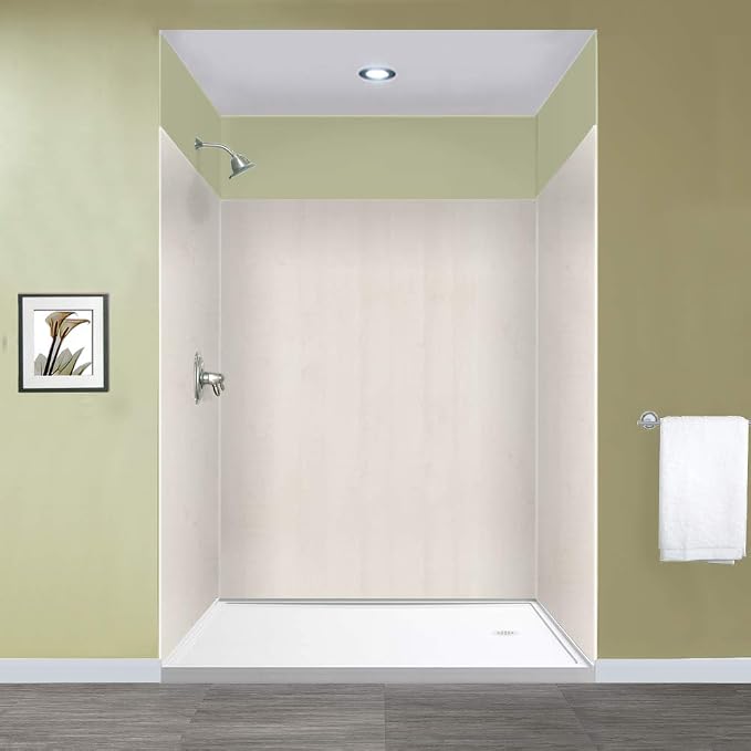 Transolid EWK606072-45 Expressions 3-Panel Shower Wall Kit, 60-in L x 60-in W x 72-in H, Bleached Oak