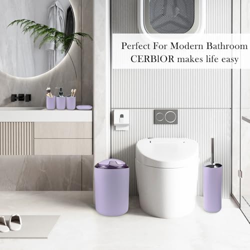 CERBIOR Bathroom Accessories Set 6 Piece Bath Ensemble,Purple
