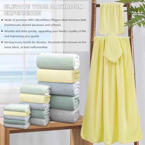 4 Piece Bath Towel Set 35"x70"Oversized Bath Towel for Bathroom Ultra Soft Fluffy Extra Large Bath Sheet Luxury Premium Bathroom Towel Highly Absorbent Quick Dry Shower Towel for Hotel Spa,Yellow