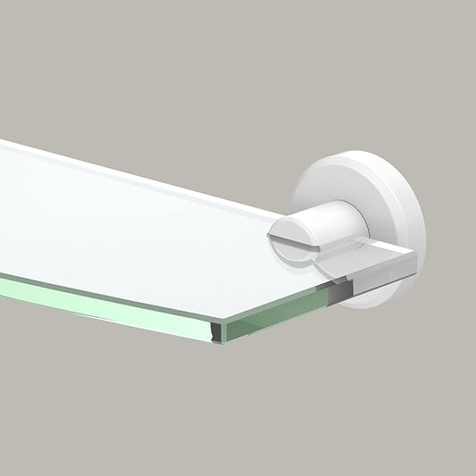 Gatco 5486 Locke Glass Shelf, Matte White/Wall Mounted 20.13" X 5.38" Tempered/Floating Rectangle Glass Shelf for Bathroom