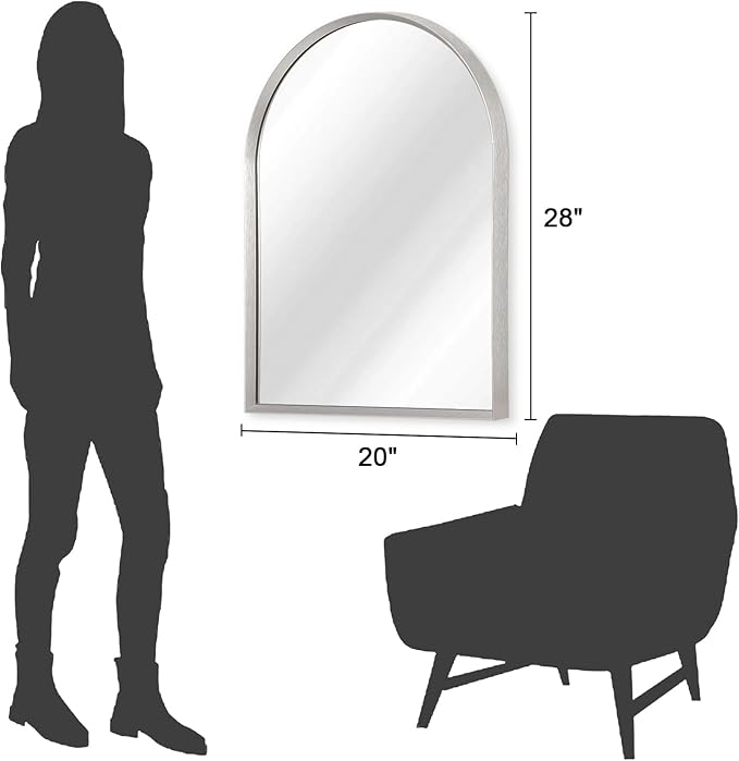 Arched Mirrors for Wall, 28"x20" Arch Bathroom Mirror, for Entryway Living Room Vanity Bedroom Mantel Hallways Home Decor Aluminum Alloy Frame