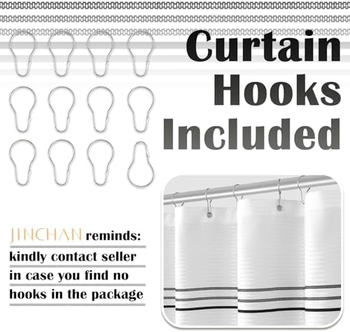 jinchan Black and White Shower Curtain for Bathroom Modern Farmhouse Striped Waterproof Fabric Shower Curtain Set with 12 Hooks Machine Washable 70x72 Inches