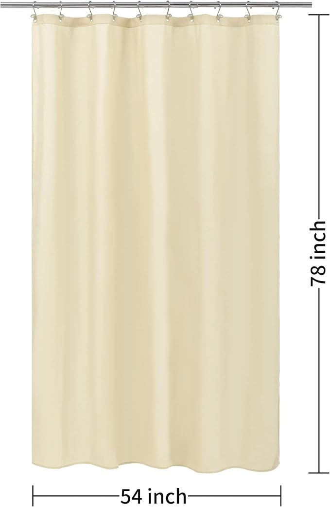 ALYVIA SPRING 54x78 Stall Waterproof Fabric Shower Curtain or Liner Cream | 2 Magnets, Soft Cloth & Hotel Quality, Machine Washable, Light-Weight, Long Stall Size