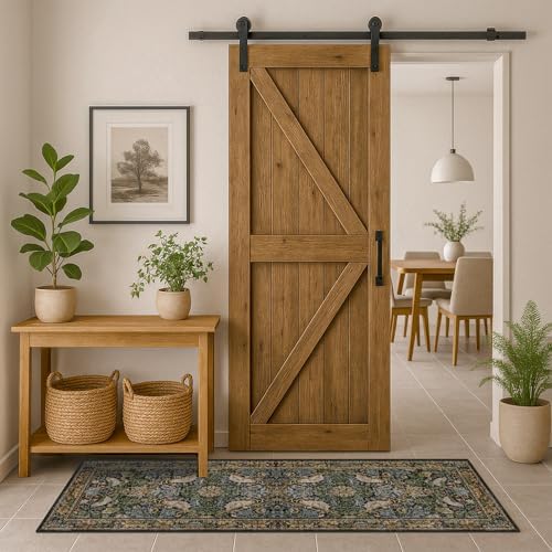 Floral Kitchen Runners - 2x5 Runner Rug for Hallway Bathroom Laundry Room Bedroom Beside Bed Entryway, Boho Birds Leaves Patterned Non Slip Low Pile Washable Rugs