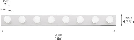 Kichler 48" Linear Bathroom Light Fixture, 8-Light Vanity for Bathroom in Chrome, 626CH, (48" W x 4.25" H x 2" D)