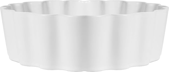 JONATHAN Y SNK1005A 15" Round Bathroom Vessel Sink, Art Deco Scallop Above Counter Vanity Sink, White Ceramic Basin for Modern Powder Room and Lavatory