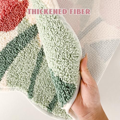 Cloud-Shaped Tulip Bath Mat, Soft Non-Slip Fluffy Fresh Flowers Bathroom Rug, Ultra Absorbent Microfiber Shaggy Door Mat, Machine Washable Bath Rug Carpet for Bathtub Bedroom 20x31 Inch (Tulip)