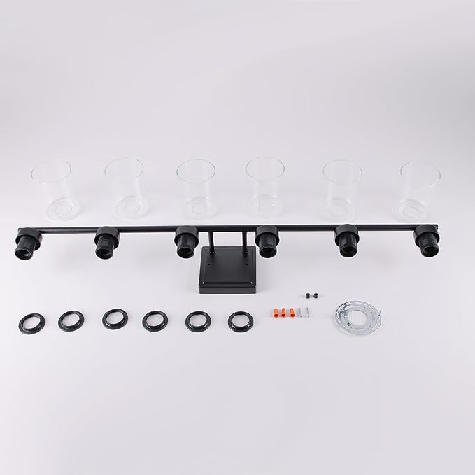6 Light Bathroom Light Fixtures, 40 Inches Bathroom Lighting Fixtures Over Mirror, Black Vanity Light with Clear Glass Shades
