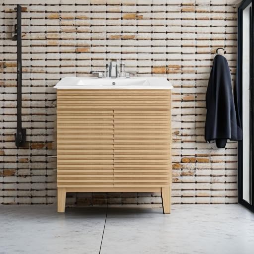 Modway Render 30" Bathroom Vanity With Sink in Oak White