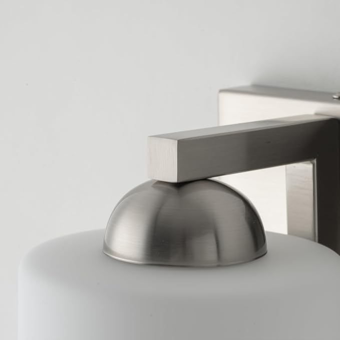 mirrea 1-Light Brushed Nickel Bathroom Vanity Light with White Glass Shade | Over Mirror,Wall Sconce,ETL listed,Bathroom Lighting Fixtures,Elegant Design,Milk White Glass Shade,Easy Installation