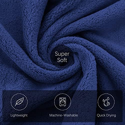 TENSTARS Silk Hemming Bath Towels for Bathroom Clearance - 27 x 55 inches - Light Thin Quick Drying - Soft Microfiber Absorbent Towel for Bath Fitness, Sports, Yoga, Travel, Gym - 2 Pack, Navy Blue