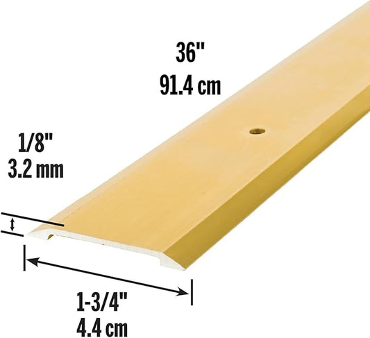 M-D Building Products 09563 1-3/4 in. x 1/8 in. x 36 in. Gold Aluminum Flat Profile Threshold for Interior Doorways