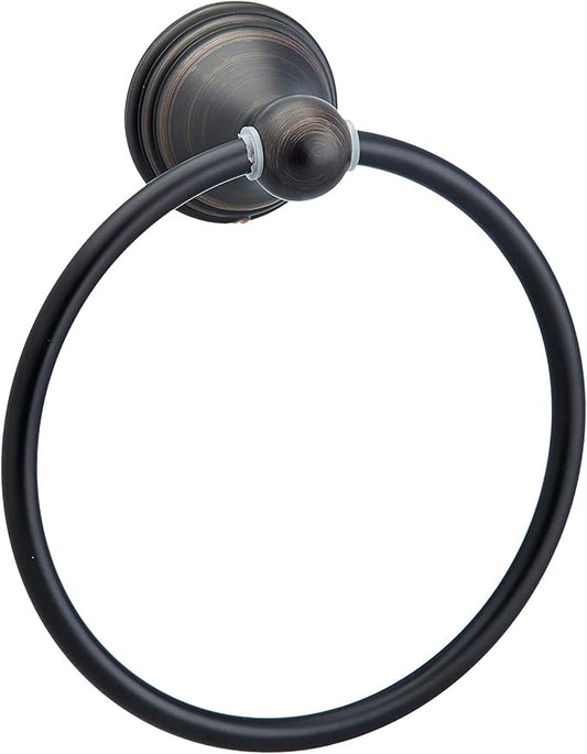Amazon Basics Modern 5 Piece Bathroom Hardware Set, Oil Rubbed Bronze, Towel Bar, Toilet Paper Holder, Towel Ring, Robe Hook