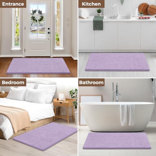 Bcoimo 48x30 Chenille Bath Mat – Non-Slip with Backing Bath Rug Ultra-Absorbent and Machine Washable Bathroom Mat Quick-Dry Design. Ideal for Bathroom Shower and Tub Areas