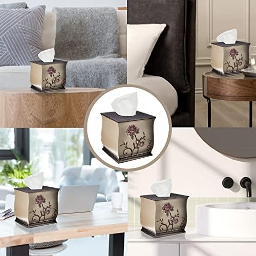 Zahari Home 2pc Larrisa Floral Bathroom Decor Set Waste Basket for Bathroom & Tissue Cover Modern Classic Contemporary Decor Stylish Unique Design Beautiful Bathroom Accessories Set