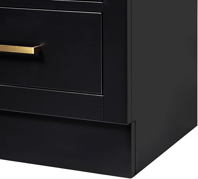 ARIEL Hepburn Bathroom Storage Cabinet - Solid Hevea Wood and Fully Assembled for Long-Lasting Durability and Sophisticated Finish, Freestanding Linen Bathroom Cabinet - 65”H x 20”W x 16”D, Black