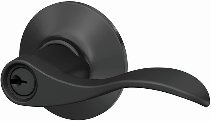 Schlage F51A ACC 622 Accent Door Lever, Keyed Entry Lock, Matte Black