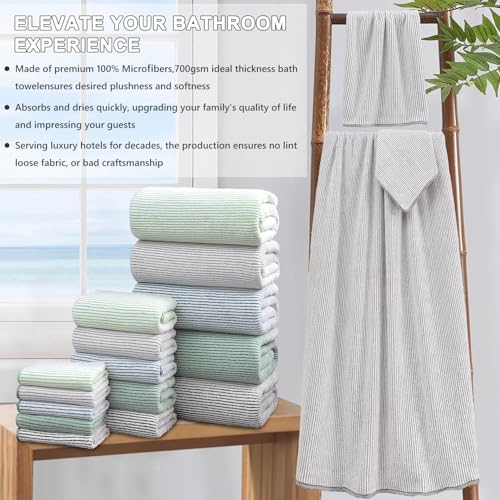 4 Piece Bath Towel Set 35"x70"Oversized Bath Towel for Bathroom Ultra Soft Fluffy Extra Large Bath Sheet Luxury Premium Bathroom Towel Highly Absorbent Quick Dry Shower Towel for Hotel Spa,Beige White