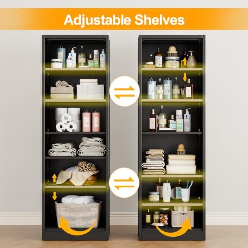 Ckzbx Metal Locker Tall Narrow Storage Cabinet, 67" H Locking Tool File Cabinets Snack Locker Organizer for School Classroom,Bedroom,Gym Home Office,Entryway and Hallway (20" W 2Door Black)