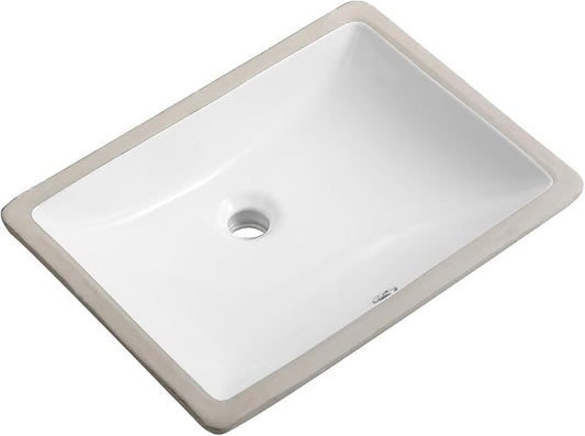 Ada Compliant 20"x15" White Ceramic Rectangle Undermount Bathroom Sink with Overflow (20"x15")