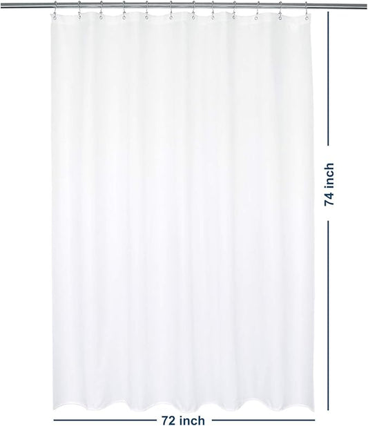 Barossa Design Waterproof Fabric Shower Curtain or Liner Microfiber 72" W x 74" H - Hotel Quality, Machine Washable, White Shower Curtain Liner for Bath Tub, 72x74 Inches