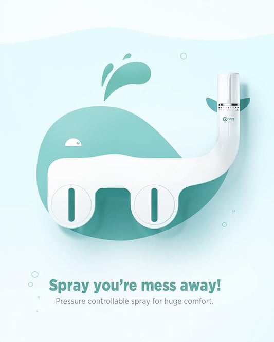 Ciays Bidet Attachment for Toilet Ultra-Slim Bidet Sprayer with Pressure Controls Non-Electric Dual Nozzles for Feminine/Posterior Wash, Sliver and White