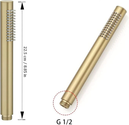 Hand Shower Round Wand Handheld Shower Spray High Pressure Single Function Luxury Hand Showerhead Brushed Gold