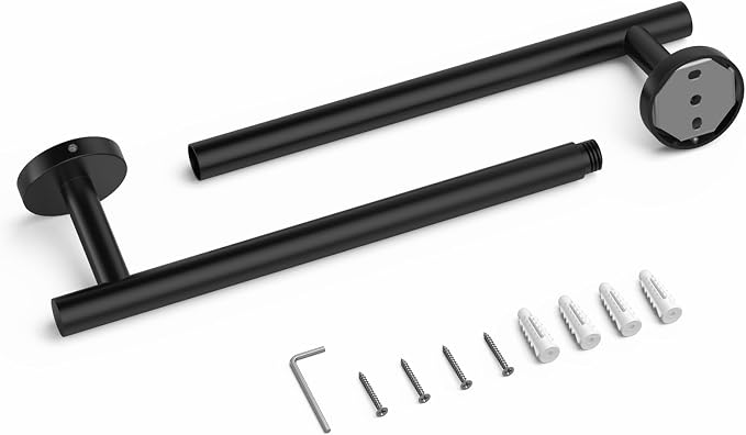 4PCS Matte Black Bathroom Accessories Set, 18-Inch Towel Bar Set | Durable SUS304 Stainless Steel Bathroom Hardware Set, Towel Racks for Bathroom Wall Mounted, Modern Home Decor