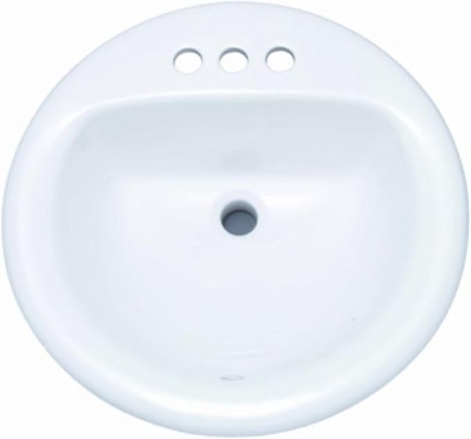 PROFLO PF194R Rockaway 19" Circular Vitreous China Drop In Bathroom Sink with Overflow and 3 Faucet Holes at 4" Centers - White