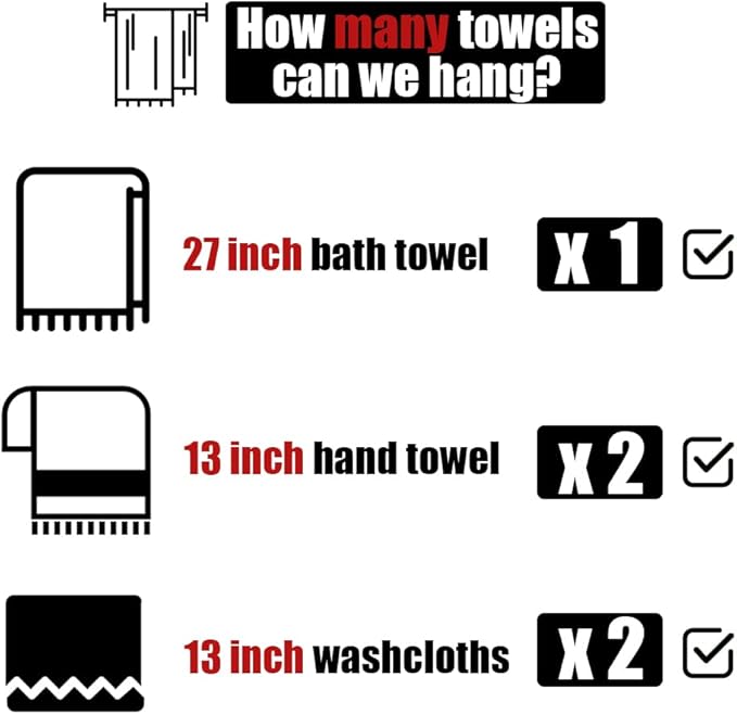 JQK Black Bath Towel Bar, 30 Inch 304 Stainless Steel Thicken 0.8mm Towel Rack Bathroom, Towel Holder Matte Black Wall Mount, Useable Length 27 Inch, TB110L27-PB