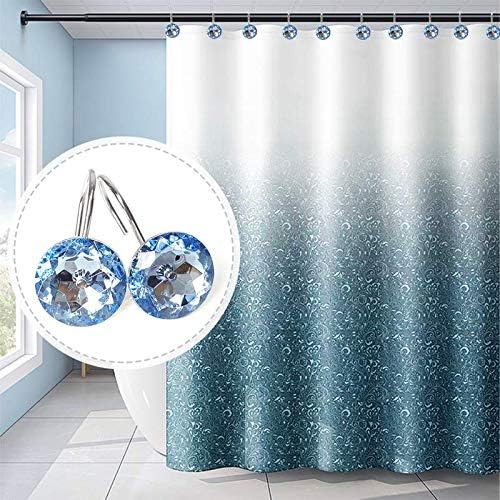 12 Pcs Bling Rhinestones Shower Curtain Hooks Bathroom Rolling Hooks