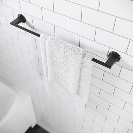 Pfister Pfirst Modern Bath Towel Bar for Bathroom, 24-Inch, Wall-Mounted, Screw-In, Tuscan Bronze Finish, BTBPFM2Y