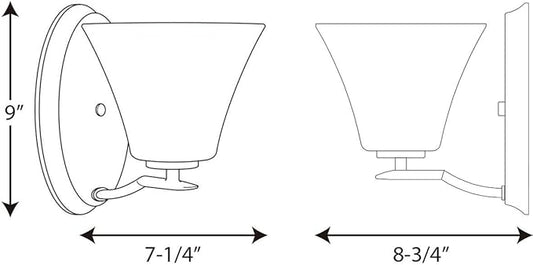Progress Lighting P2004-20W Bravo Collection Etched Glass Modern Bath Vanity Light, 1-Light, Antique Bronze