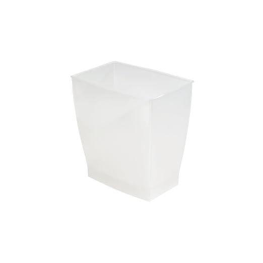 iDesign Small Plastic Bathroom Trash Can, Clear Frost | Slim Rectangle, For Bedroom, For Office, For Dorm