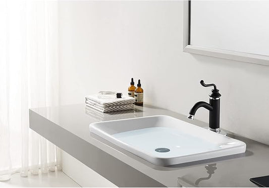 Fauceture LS5417RL Royale Single-Handle Bathroom Faucet with Push Pop-Up, Matte Black/Polished Chrome