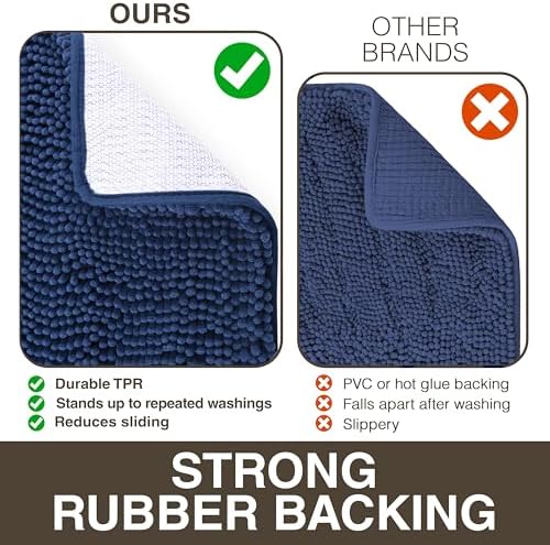 Neater Home Plush Bathroom Rugs 30x20 Thick Chenille Quick Dry Microfiber Absorbent Bath Mat, Soft Bath Rugs, Machine Washable Bathroom Floor Mat for Tub Shower Sink, Home Decor Accessories, Navy