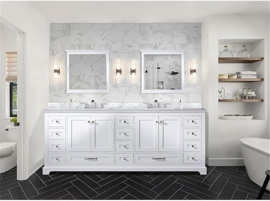 Dukes 84 in. W x 22 in. D White Double Bath Vanity