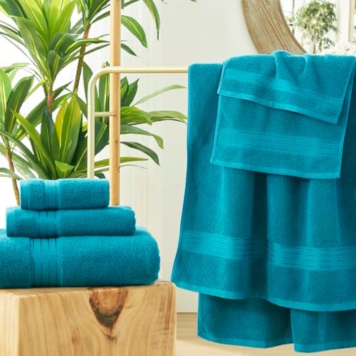 COZYART Luxury Bath Towels 2 PCS, Teal 100% Turkish Cotton 650 GSM