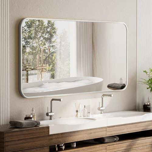 BEAUTYPEAK 26" x 38" Silver Wall Mounted Bathroom Mirror